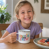 Personalised Sunshine Cousin Crew Enamel Mug