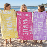 Name Collage Personalized Beach Towel