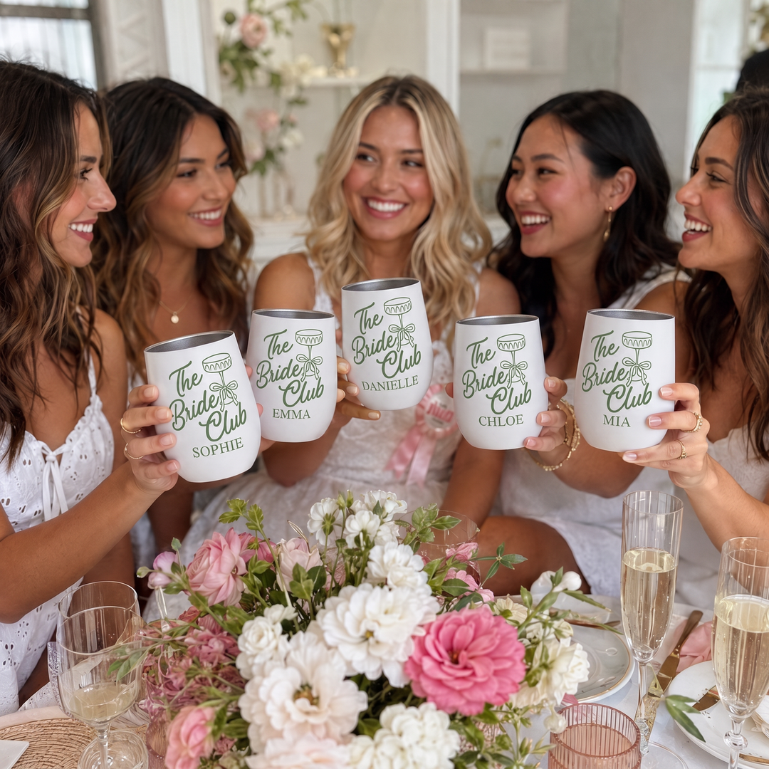 The Bride Club wine tumbler as a bridal shower gift for the bride tribe