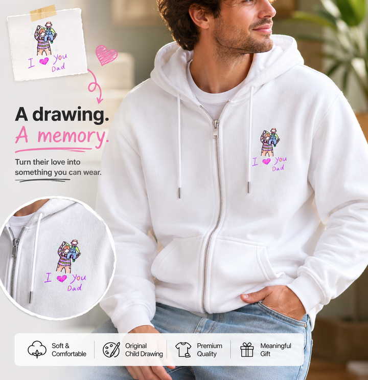 Personalised Kids Drawing Hoodie for Dad