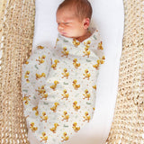 Personalised muslin swaddle wrap with baby name, soft breathable fabric, 120x120cm, ideal for newborn comfort and gifts