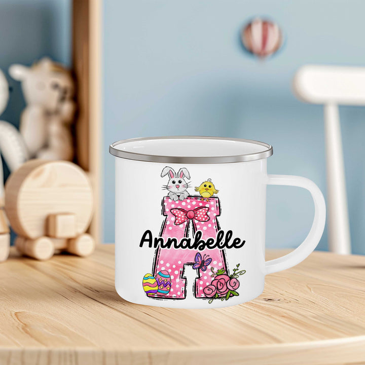 Easter Bow Initial Enamel Mug