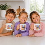 Personalised Cousin Crew enamel mug name print detail