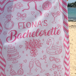 Bachelorette Party personalised beach towel with custom names - The Custom Co