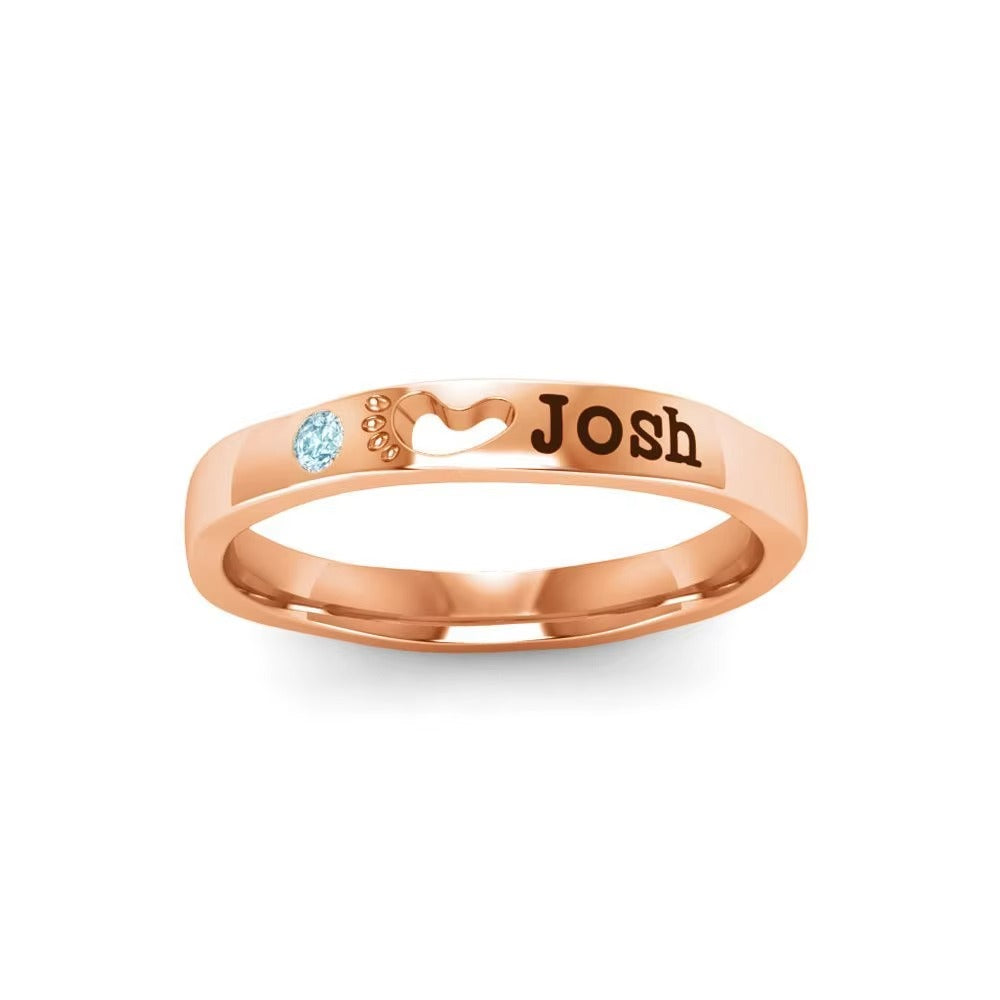 Birthstone &amp; Footprint Custom Ring