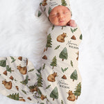 Close-up of custom name detail on personalised newborn beanie by The Custom Co.