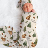 Close-up of custom name detail on personalised newborn beanie by The Custom Co.