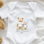 Blue baby onesie with 'Best Daddy Ever' text printed on the front, perfect for Father’s Day keepsakes and photo moments