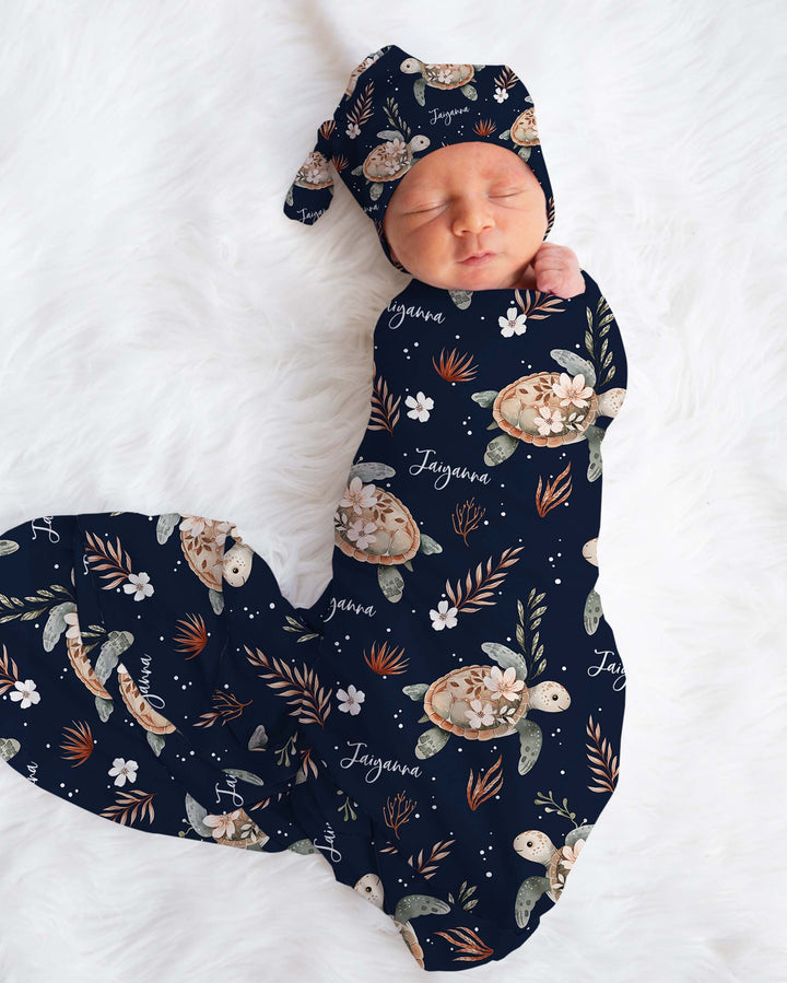 Personalised Swaddle &amp; Beanie Set