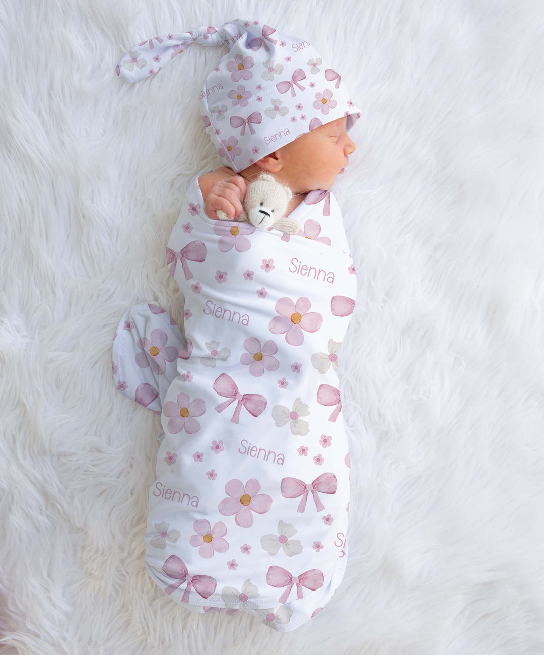 Personalised Swaddle &amp; Beanie Set