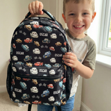 Colourful personalised kids backpack with name, durable Oxford cloth and side pockets for school use