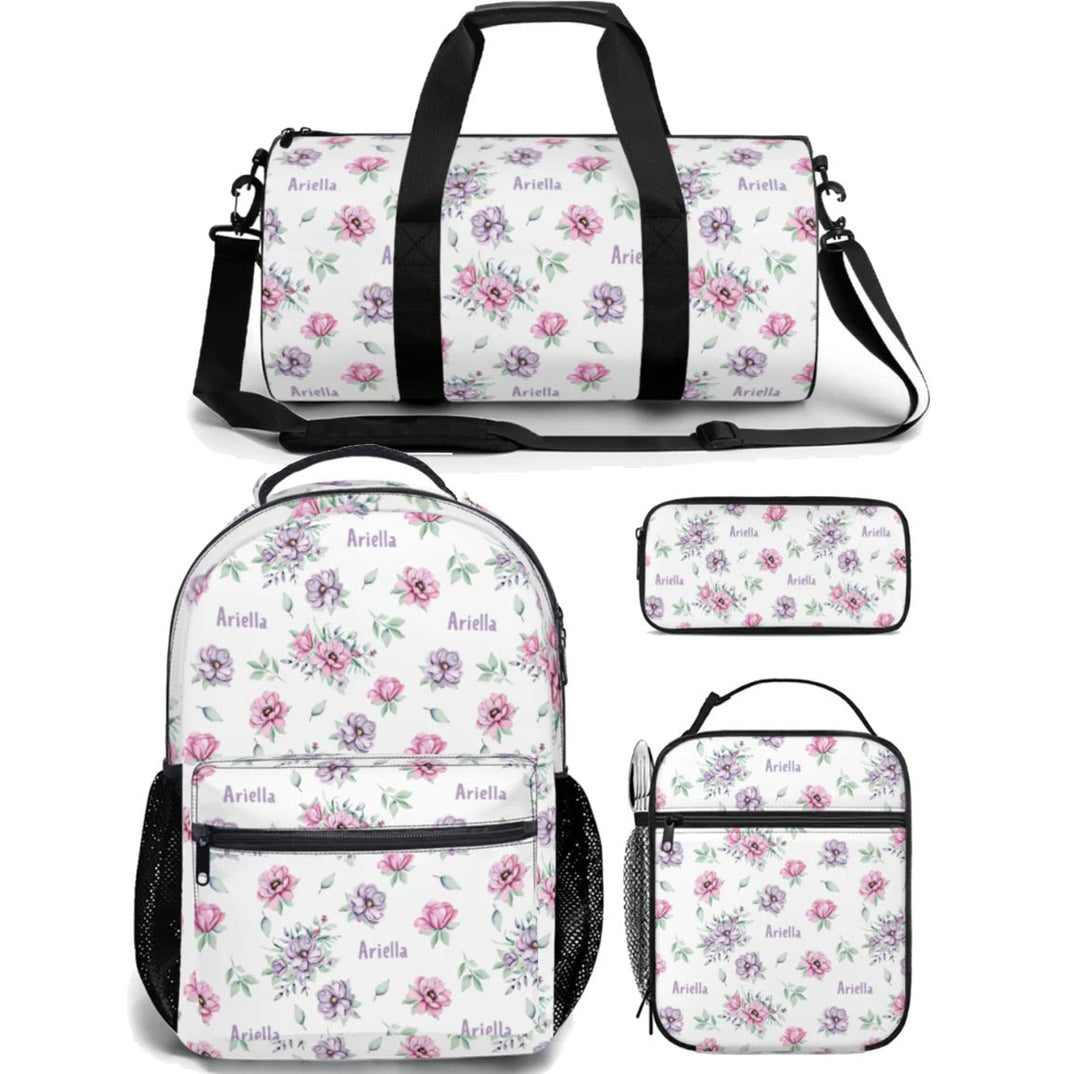 floral kids backpack lunch bag duffle bag combo