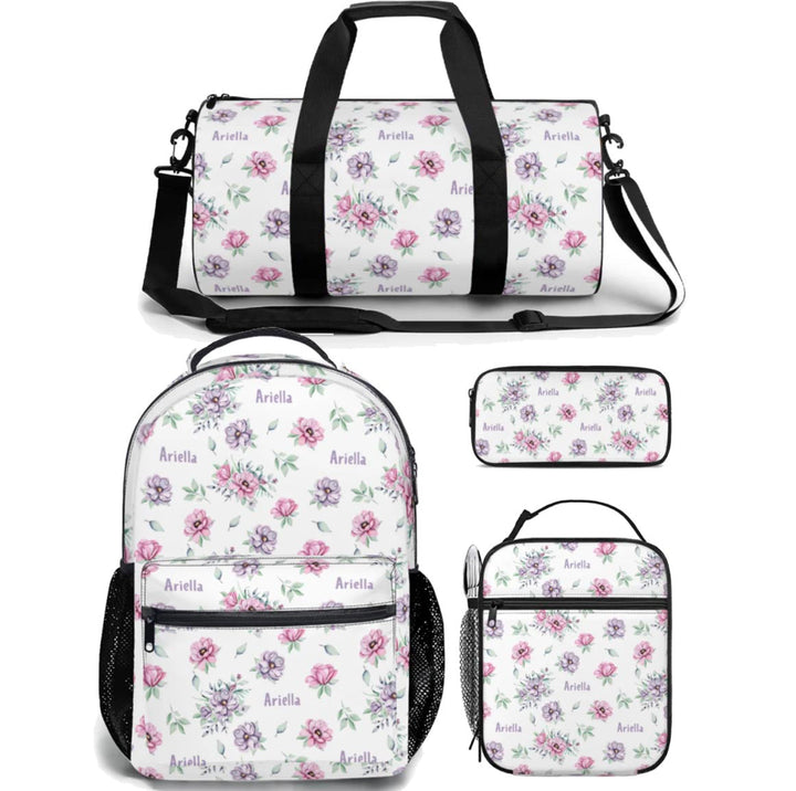 floral kids backpack lunch bag duffle bag combo