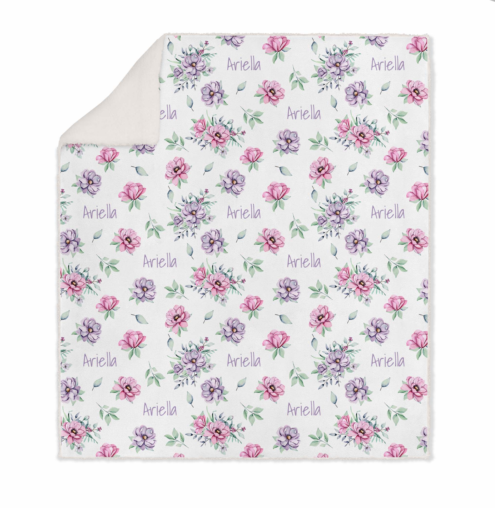 FLORAL KIDS BLANKET SHERPA PERSONALISED