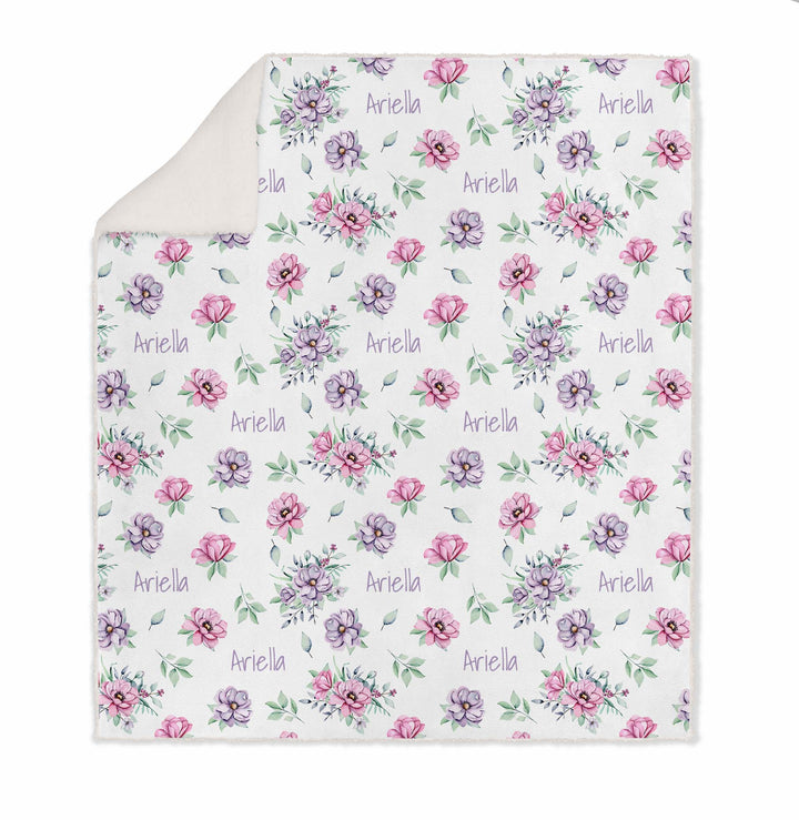 FLORAL KIDS BLANKET SHERPA PERSONALISED
