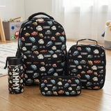 Personalised kids backpack, lunch bag, and pencil case combo set with child's name and durable design