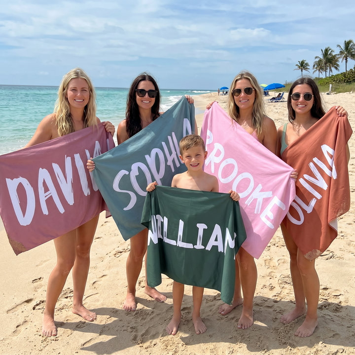 Solid Colour Personalised Kids Beach Towel