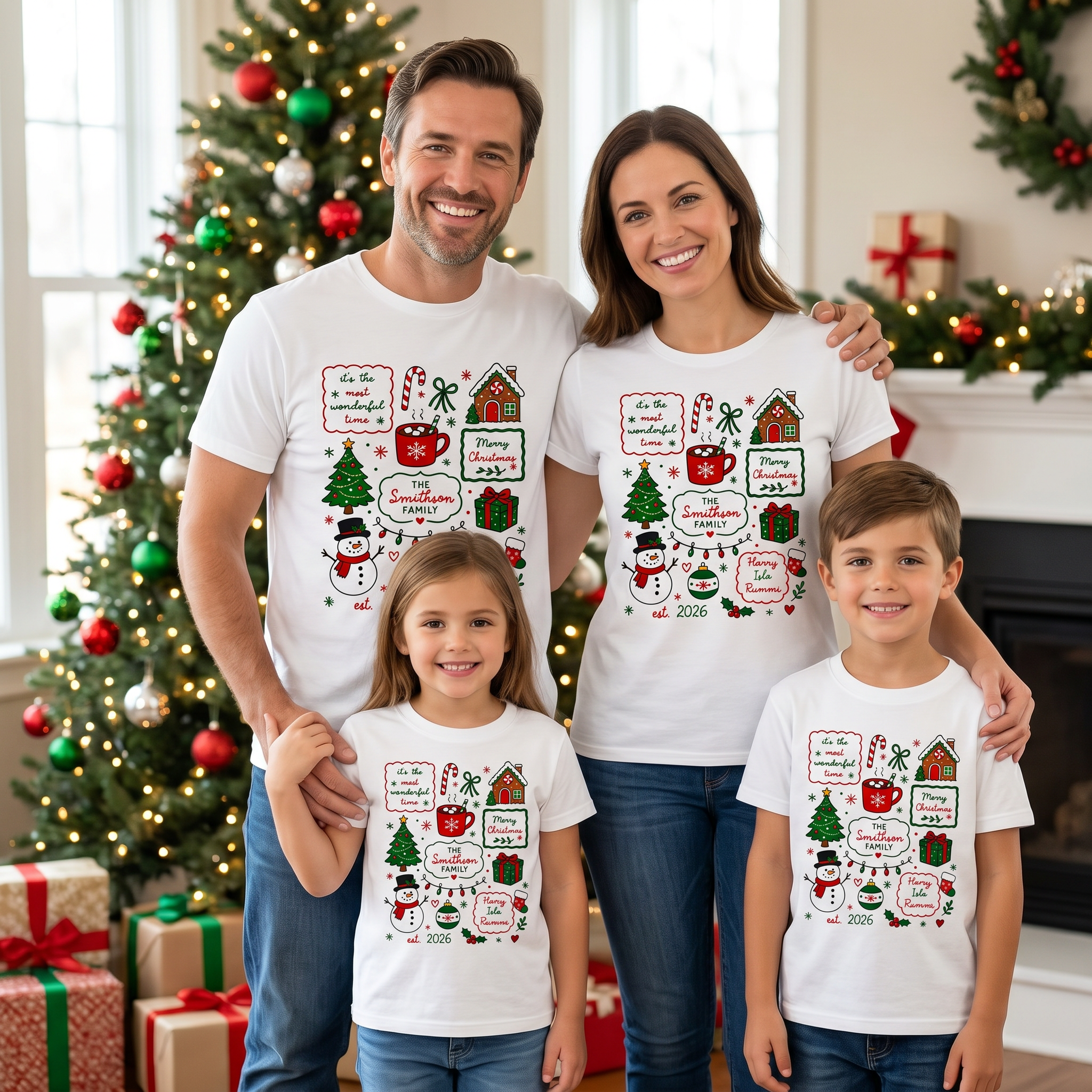 Family Time personalised Christmas shirt with custom names - The Custom Co