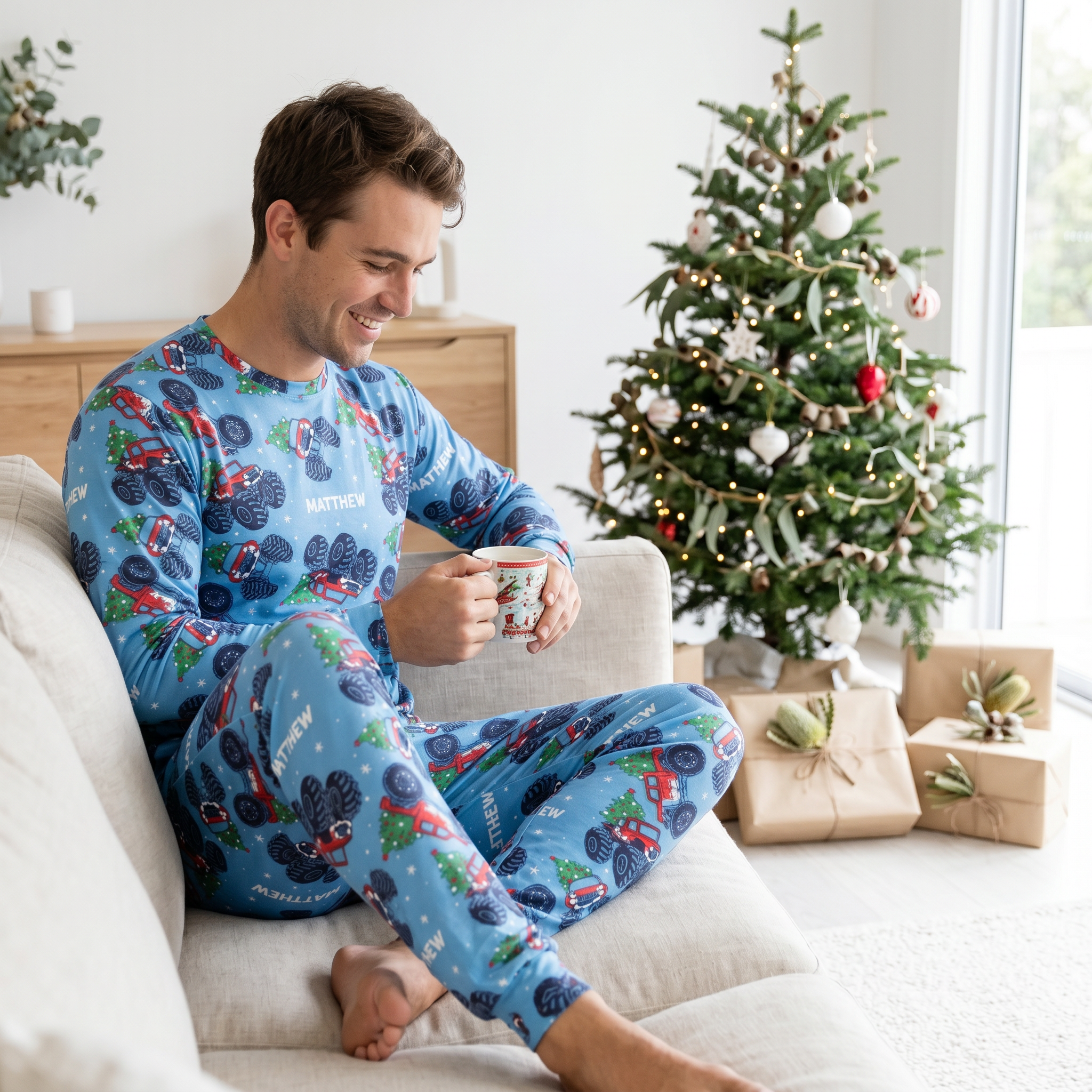 Personalised Christmas Men's Pyjamas - Long Sleeve