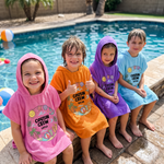 Salty & Sandy Cousin Crew hooded towel personalised with each name, birthday gift