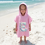 Mermaid initial hooded towel for kids, personalised beach towel – The Custom Co