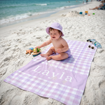 Matching Watercolour Plaid beach towel for the family - The Custom Co
