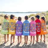 Crazy Cousin Crew personalised beach towel with custom names - The Custom Co