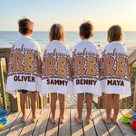 Thanksgiving Crew Retro Check personalised beach towel with custom names - The Custom Co