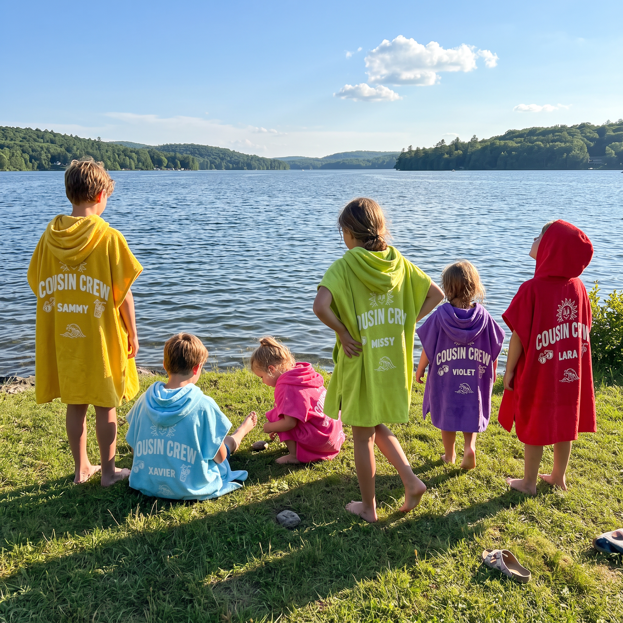 Sun & Surf Cousin Crew personalised hooded towel for beach days and swim lessons - The Custom Co