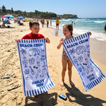 Name-printed Family Beach Crew beach towel design detail
