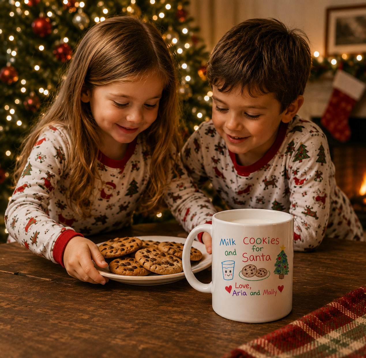 Personalised Christmas Eve Mug with Kids Artwork for Santa