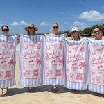 Cabana Bachelorette beach towel in quick-dry sand-free microfibre, made for hens weekends by the pool - The Custom Co