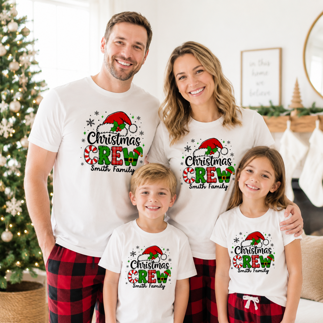 Personalised Christmas Crew Family T-Shirt