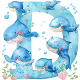 Whale Initial Hooded Towel