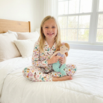 Long sleeve personalised kids pyjamas with all-over print and name customization