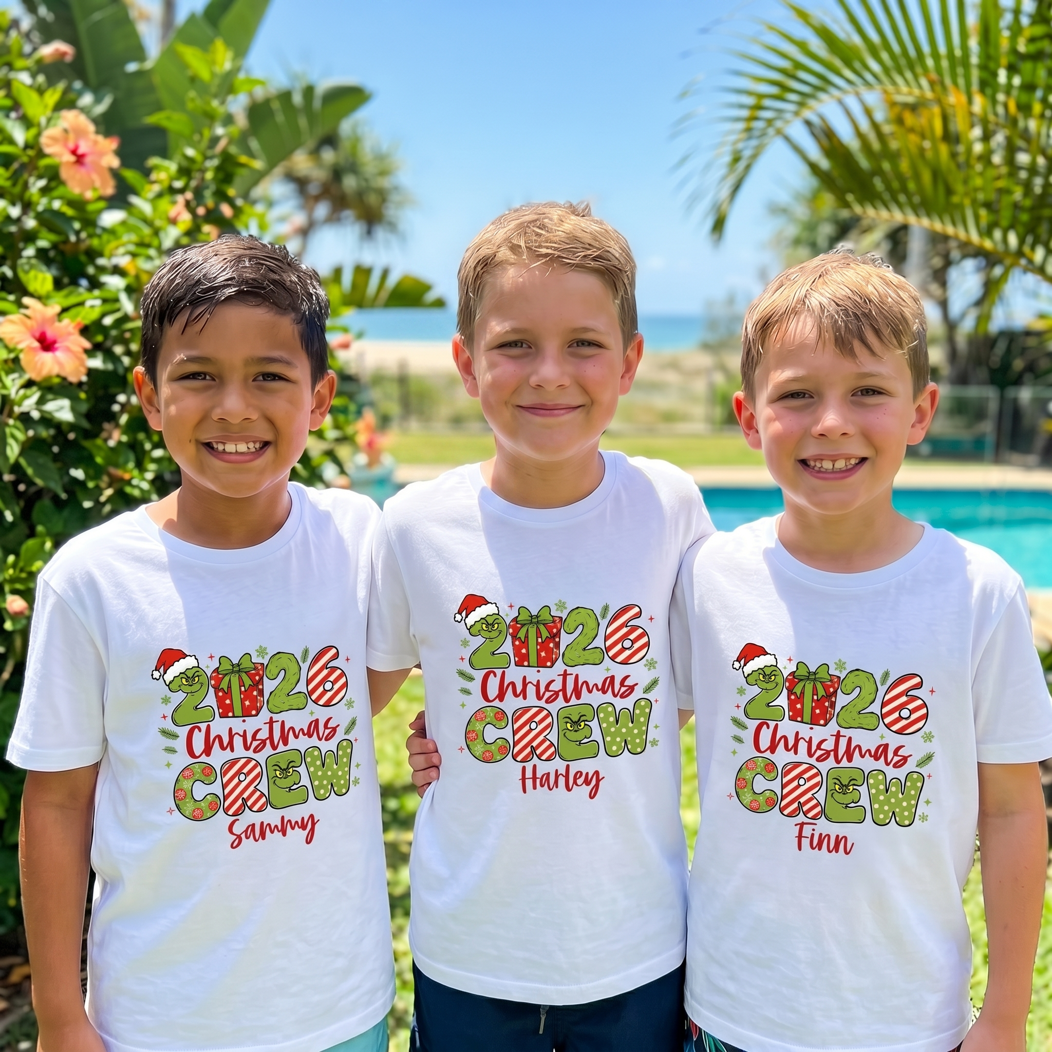 Mean One Christmas Crew family t-shirt personalised with each name, Christmas gift