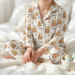 Personalised long sleeve kids Easter pyjamas with all-over Easter print and child’s name