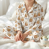 Personalised long sleeve kids Easter pyjamas with all-over Easter print and child’s name
