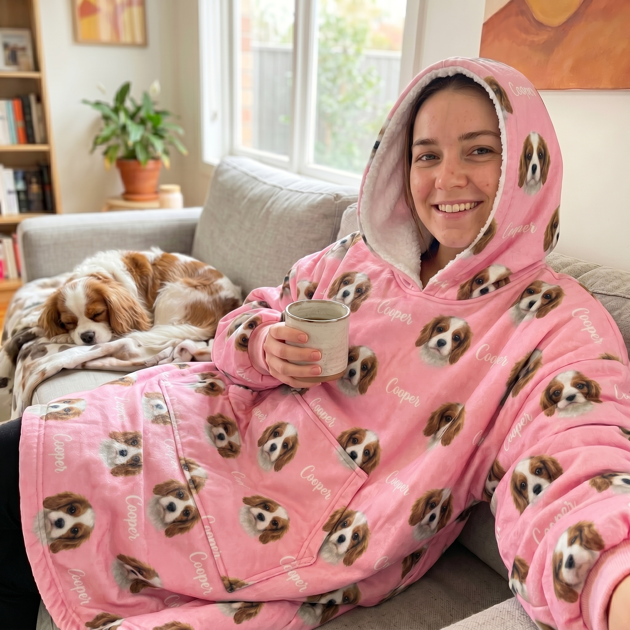 Personalised Pet Photo hoodie blanket name print detail