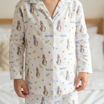 Personalised long sleeve kids Easter pyjamas with all-over festive print and child’s name