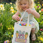 Personalised Easter tote bag with child's name and festive design for egg hunts