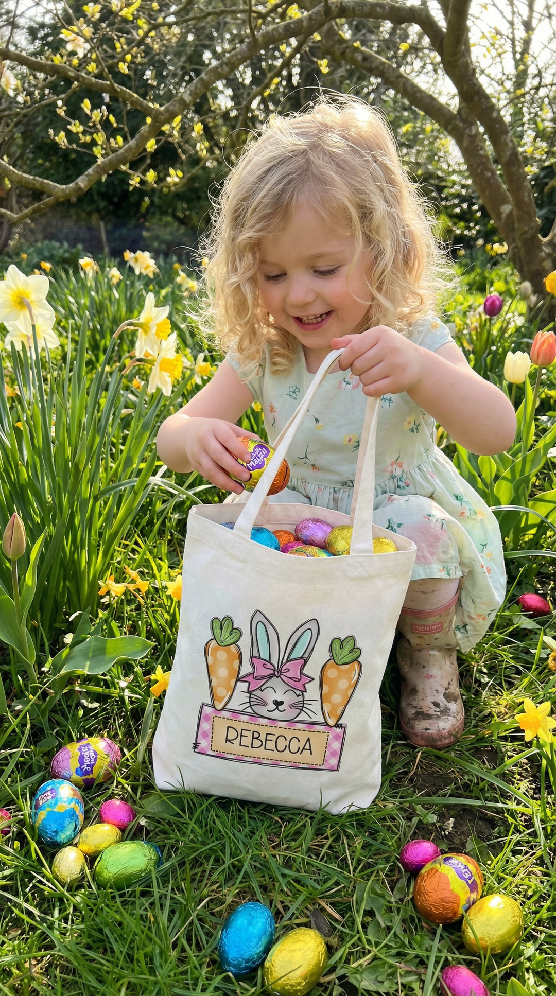 Personalised Easter tote bag with child&
