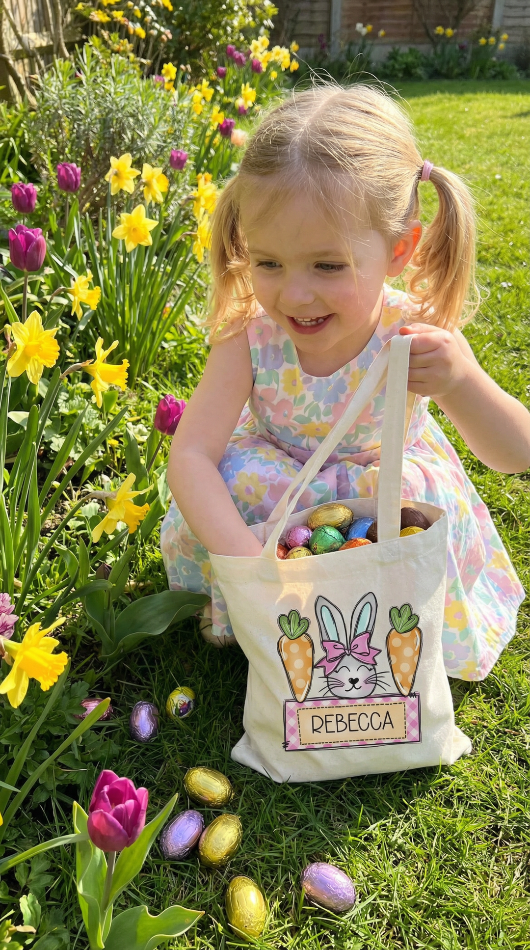 Personalised Easter tote bag with child&