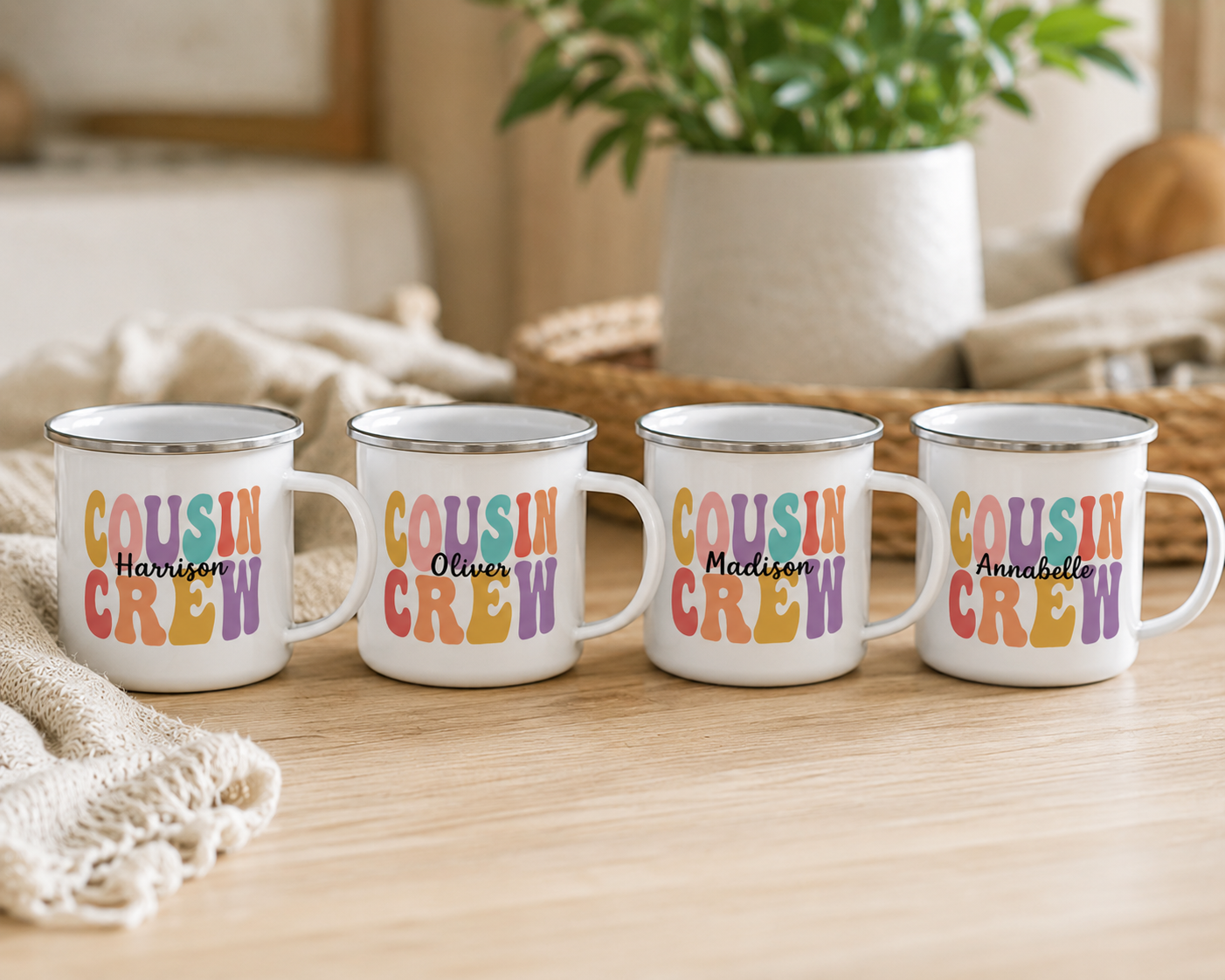 Matching Cousin Crew enamel mug for the cousins - The Custom Co