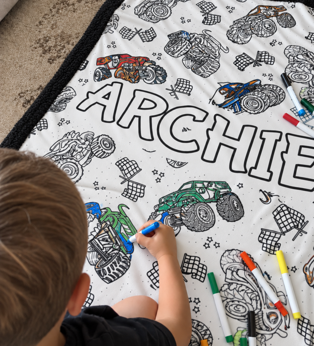 Monster Truck Colouring Blanket