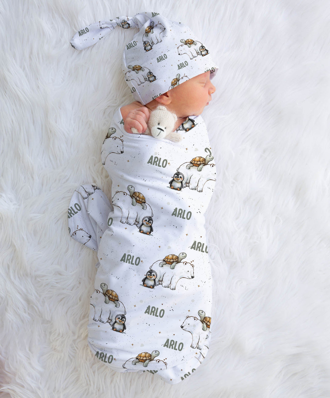 Personalised Swaddle &amp; Beanie Set