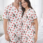Personalised face and name print detail on Valentine’s pyjamas