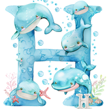 Whale Initial Hooded Towel