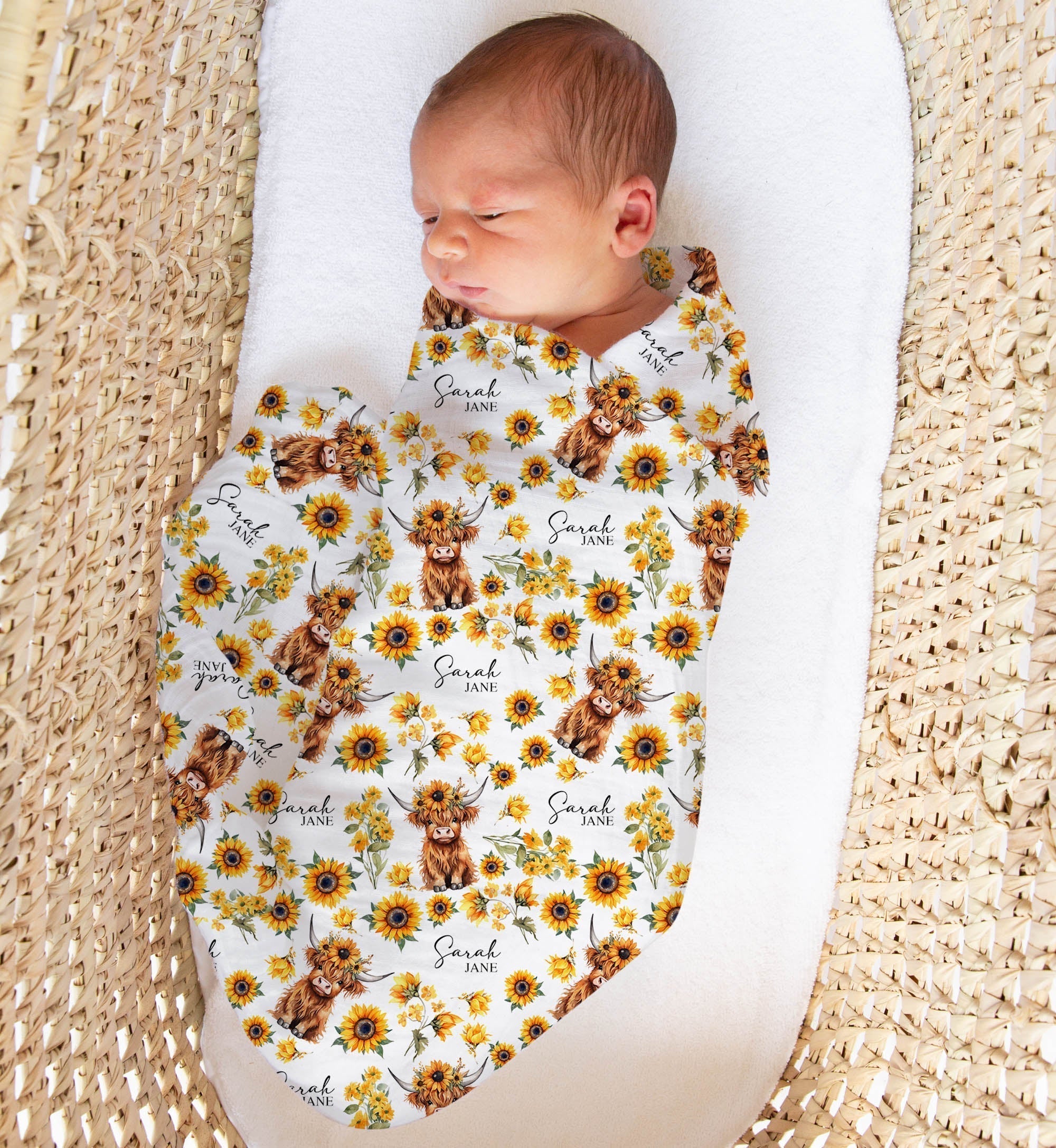 Soft personalized custom muslin swaddle wrap for newborns with breathable fabric and baby name printing