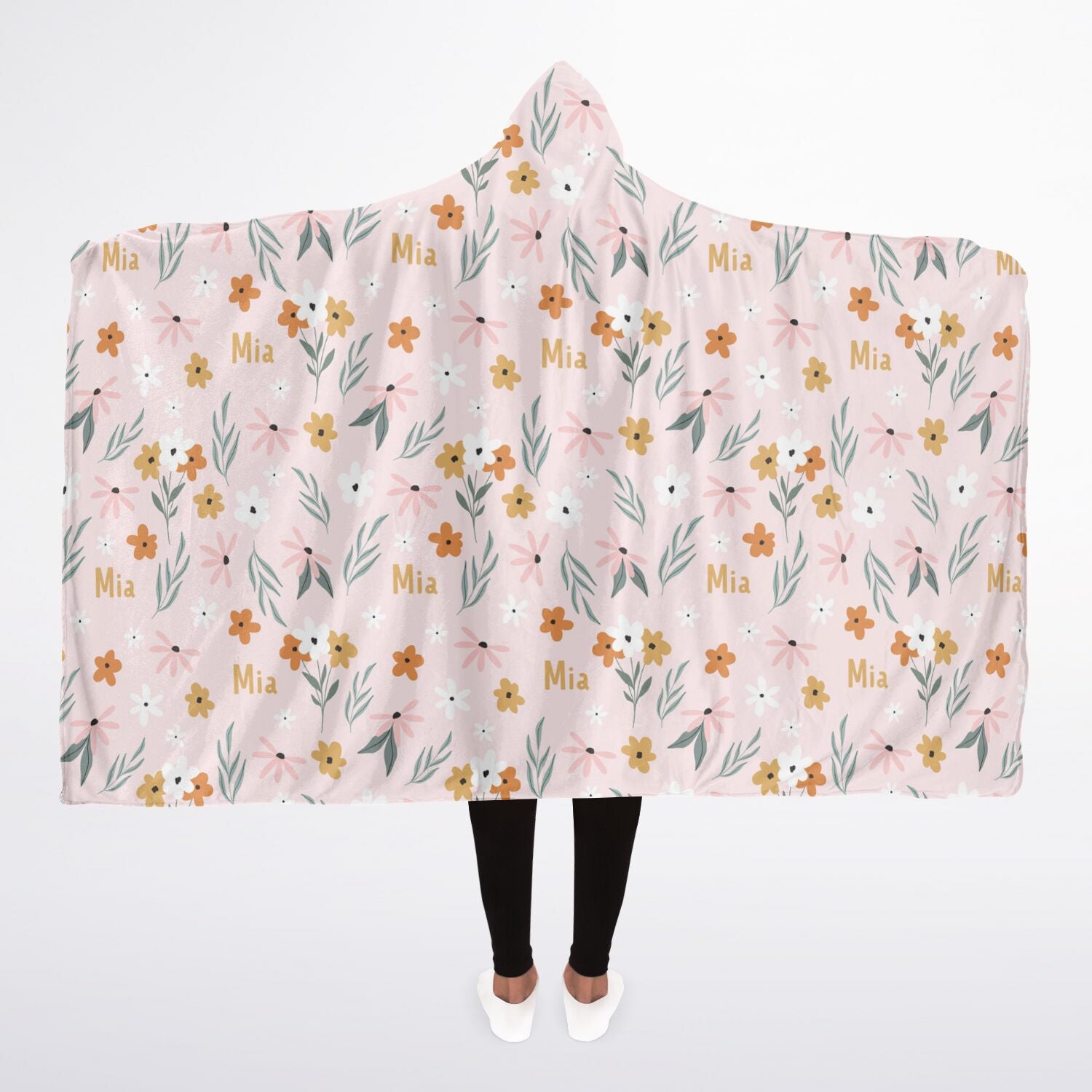 FLORAL HOODED BLANKET